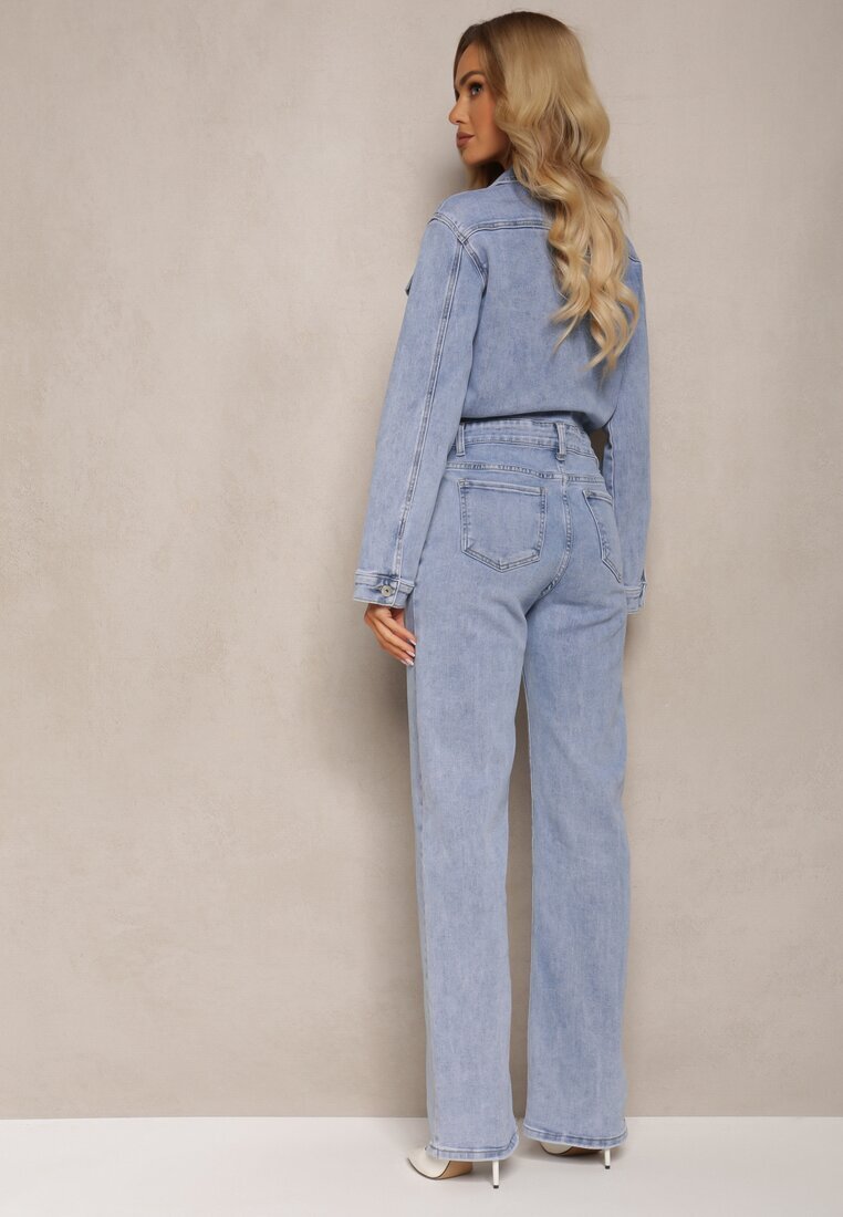 hello miss Salopetă Denim Albastră din Bumbac cu Nasturi și Buzunare cu Clapete Starah