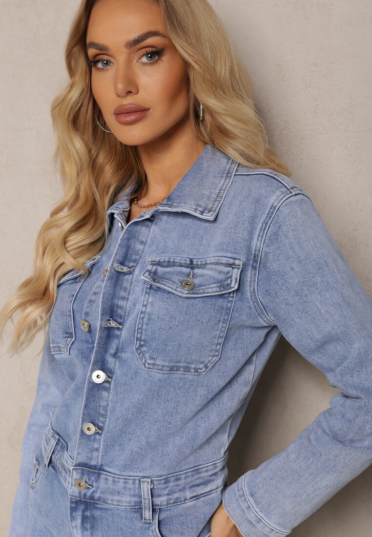 hello miss Salopetă Denim Albastră din Bumbac cu Nasturi și Buzunare cu Clapete Starah