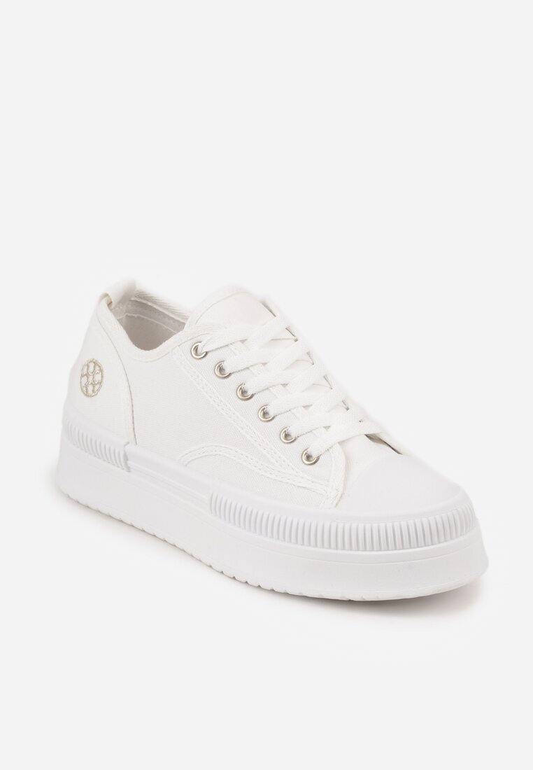 ideal Adidași Albi pe Platformă cu Decorație Metalică Afleeria