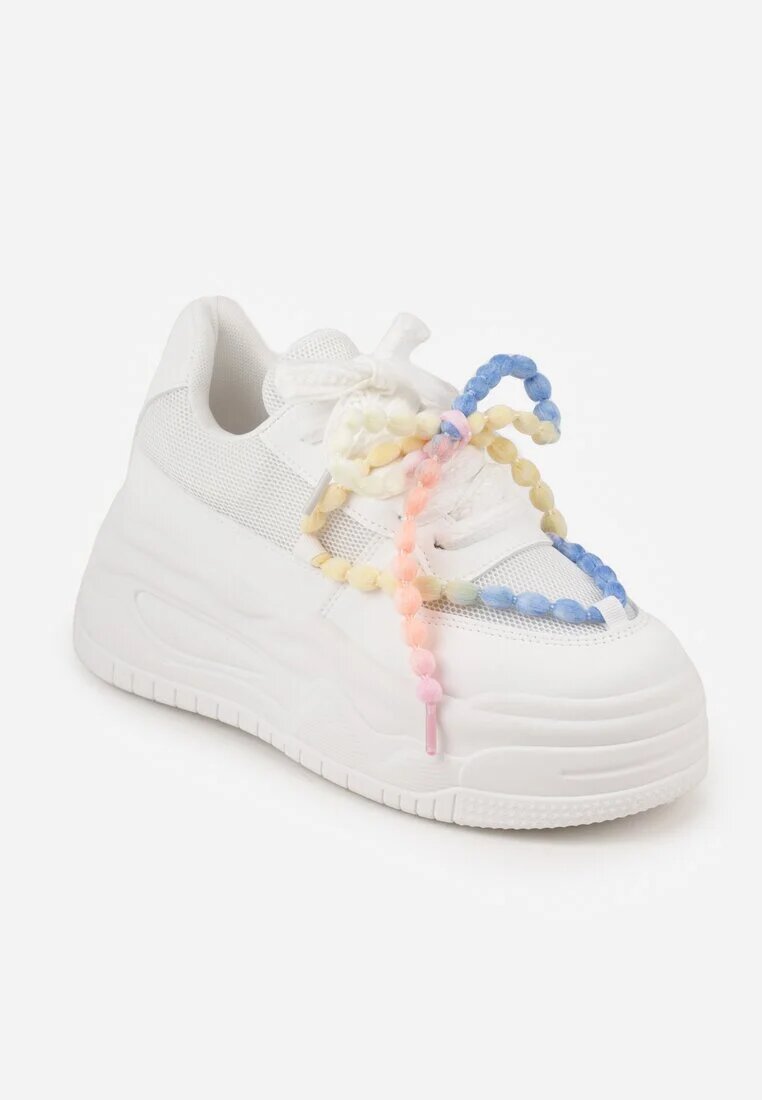 ideal Adidași Albi pe Platformă cu Mărgele Amovanna