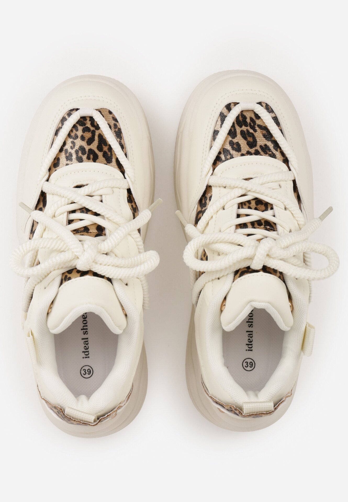 ideal Adidași bej și leopard în stil Streetwear pe platformă reliefată cu sclipici Mailienne