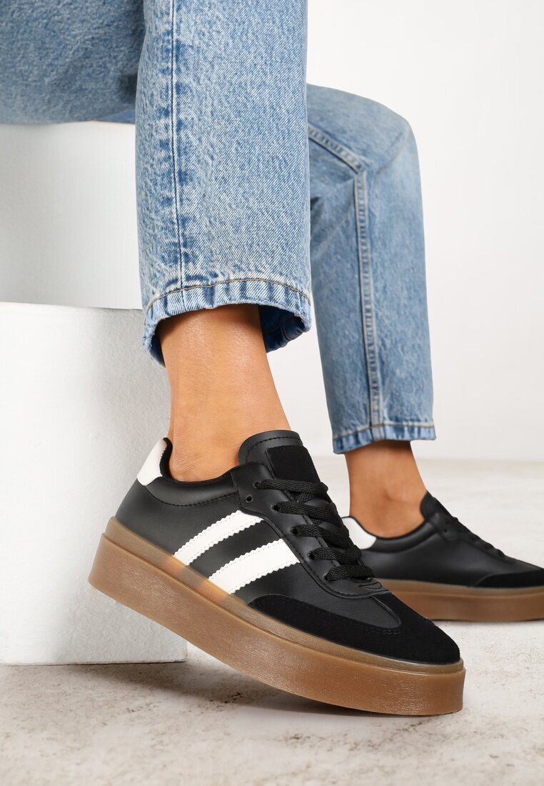 ideal Adidași Negri Decorați cu Dungi Sovresia