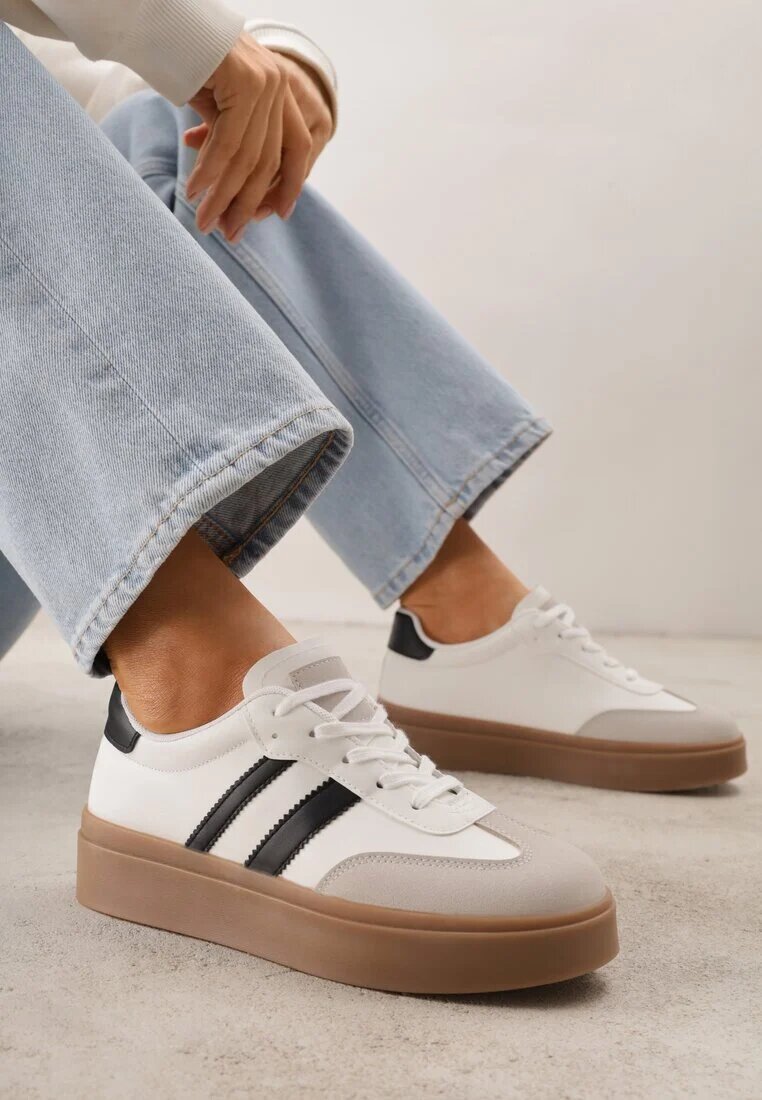 ideal Adidași Teniși Alb-Negru Decorați cu Dungi Sovresia