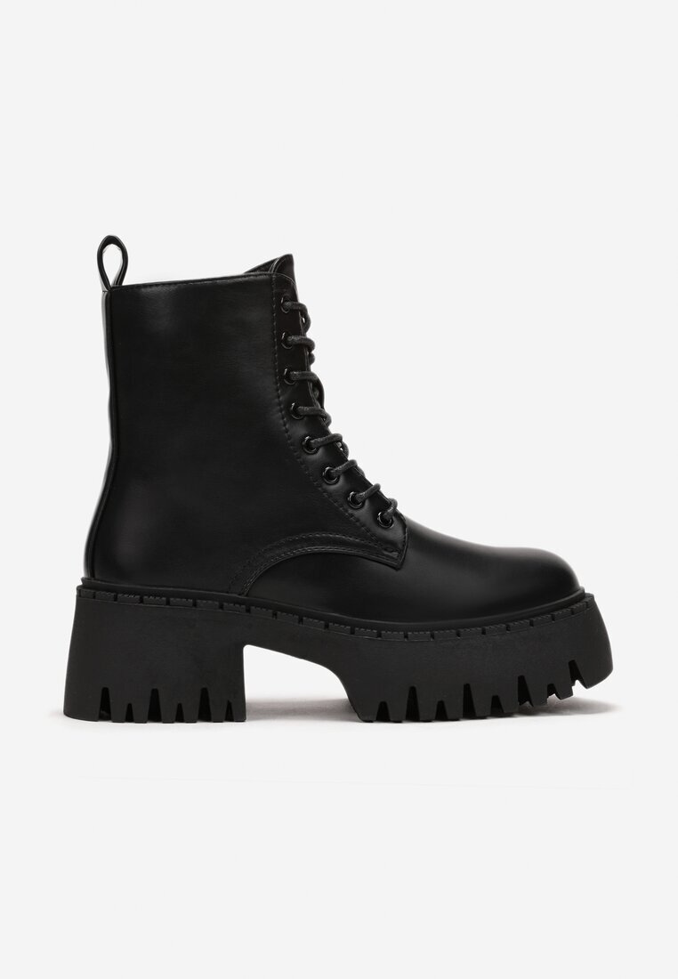 ideal Botine Negre în stil worker cu platformă masivă Aidana