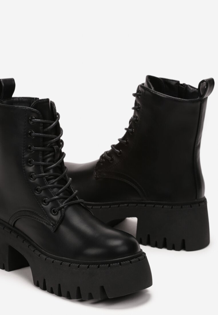 ideal Botine Negre în stil worker cu platformă masivă Aidana