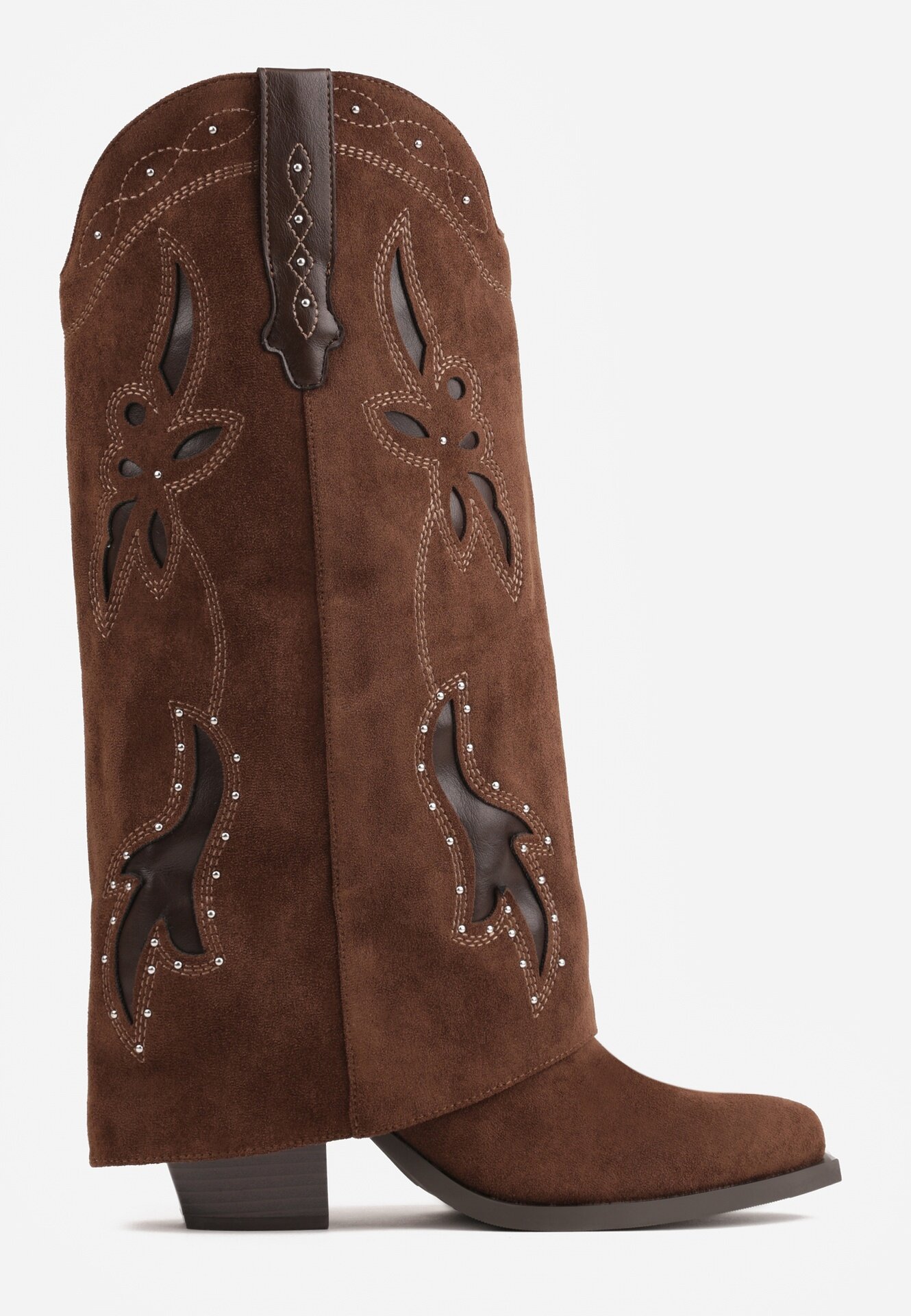 ideal Cizme de cowboy cu carâmb care imită piciorul cu zirconii decorative pe toc Anemona Maro