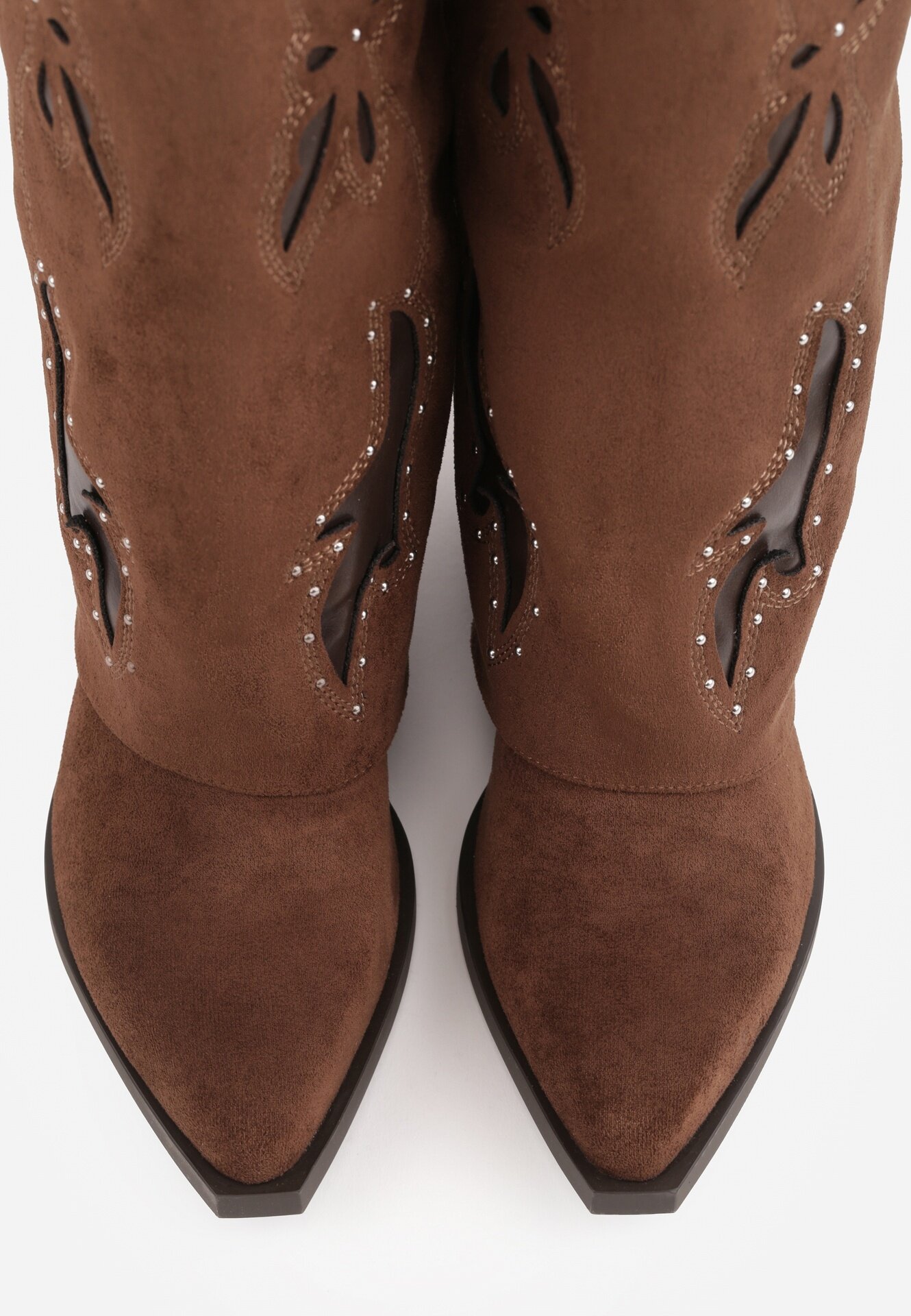 ideal Cizme de cowboy cu carâmb care imită piciorul cu zirconii decorative pe toc Anemona Maro