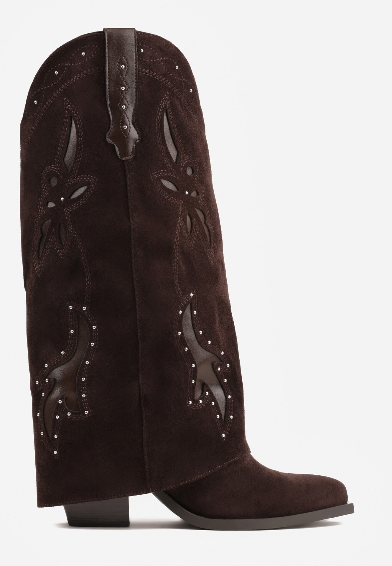 ideal Cizme de cowboy cu carâmb care imită piciorul cu zirconii decorative pe toc Anemona Maro