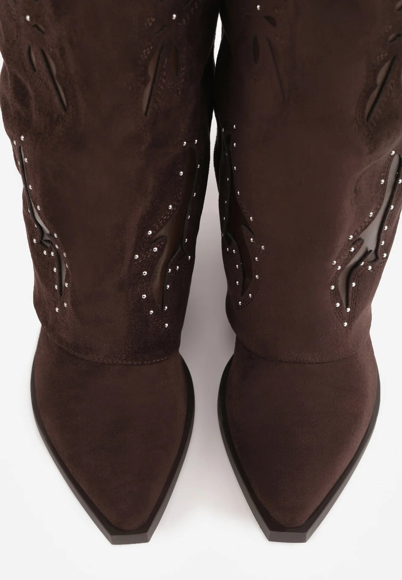 ideal Cizme de cowboy cu carâmb care imită piciorul cu zirconii decorative pe toc Anemona Maro