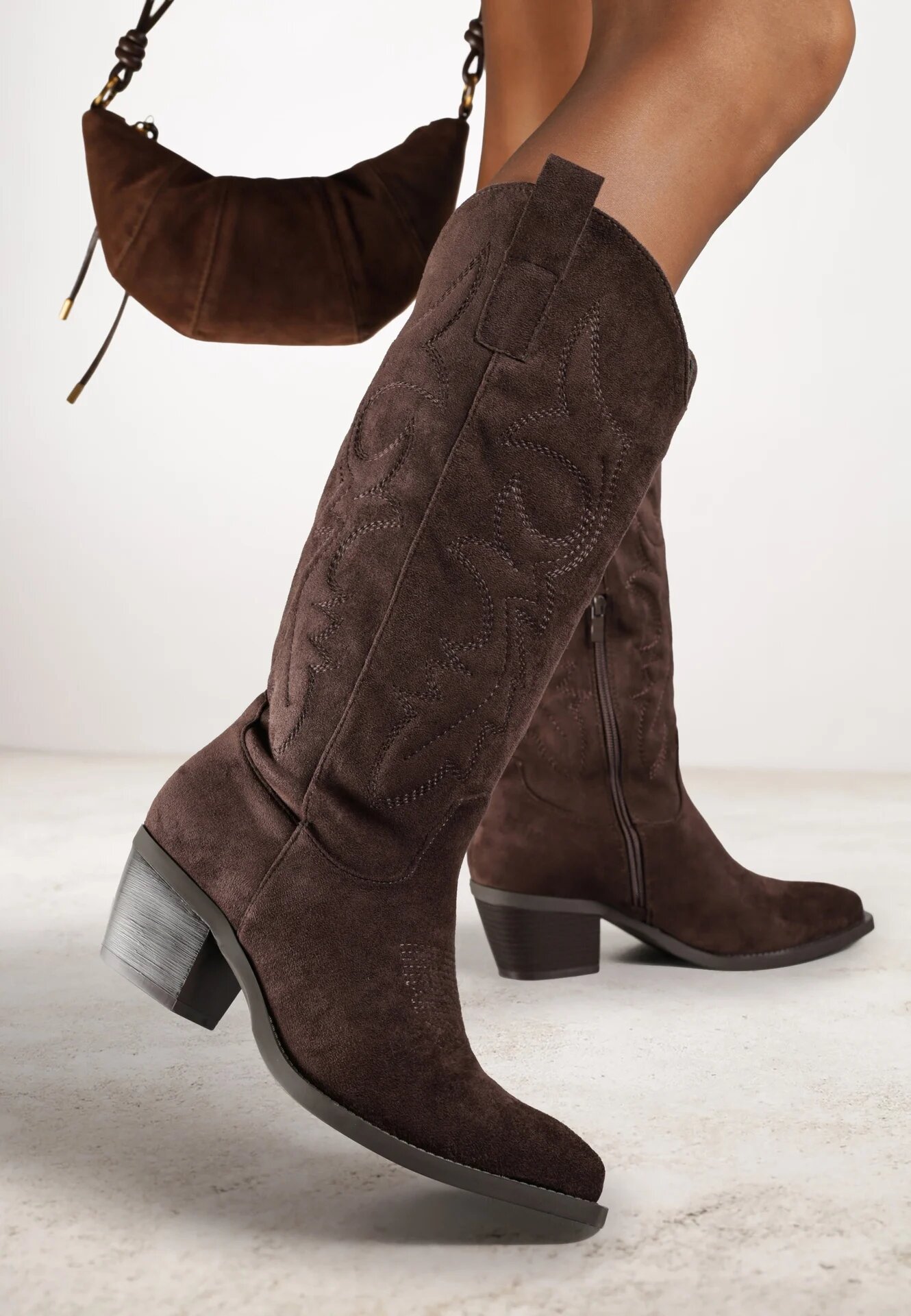 ideal Cizme Maro Tip cowboy în stil clasic din imitație de piele întoarsă Rilamira