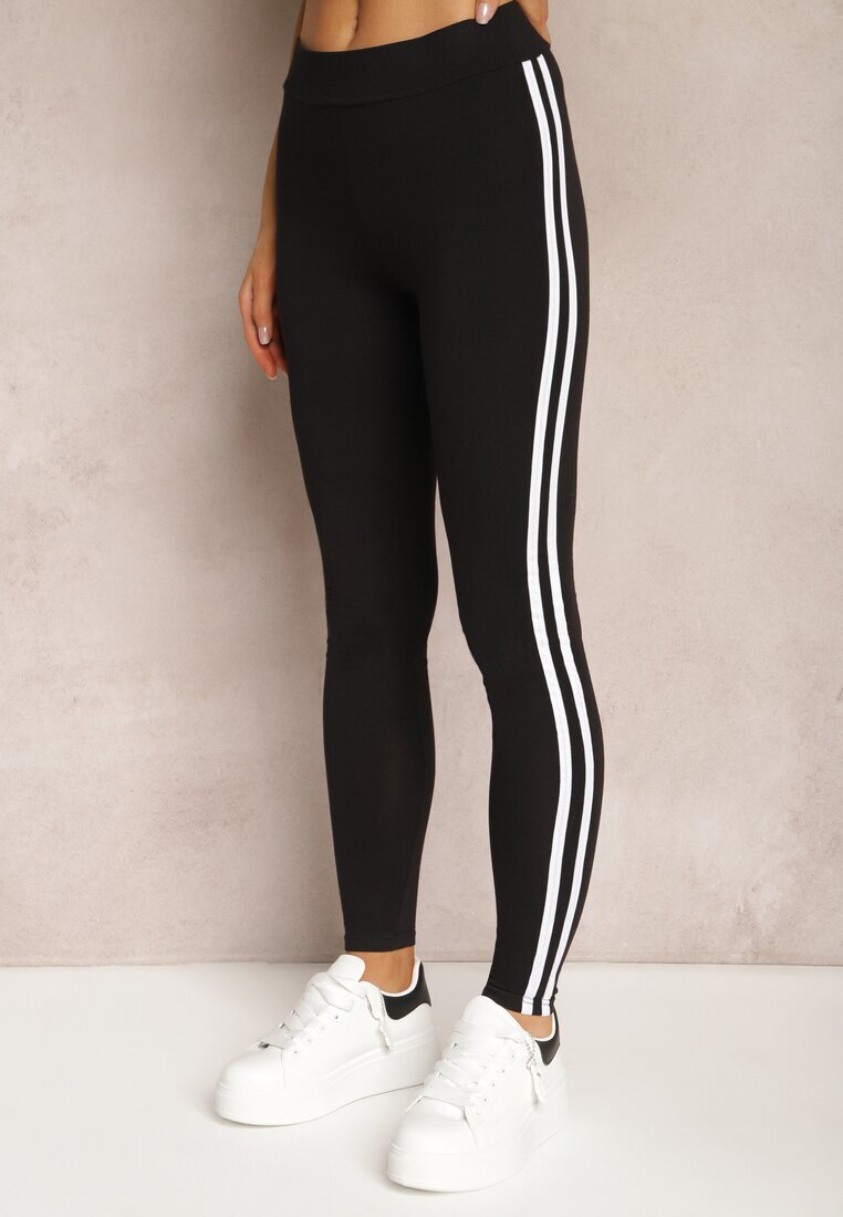 ideal Czarne Legginsy z Lampasami po Bokach Pellira