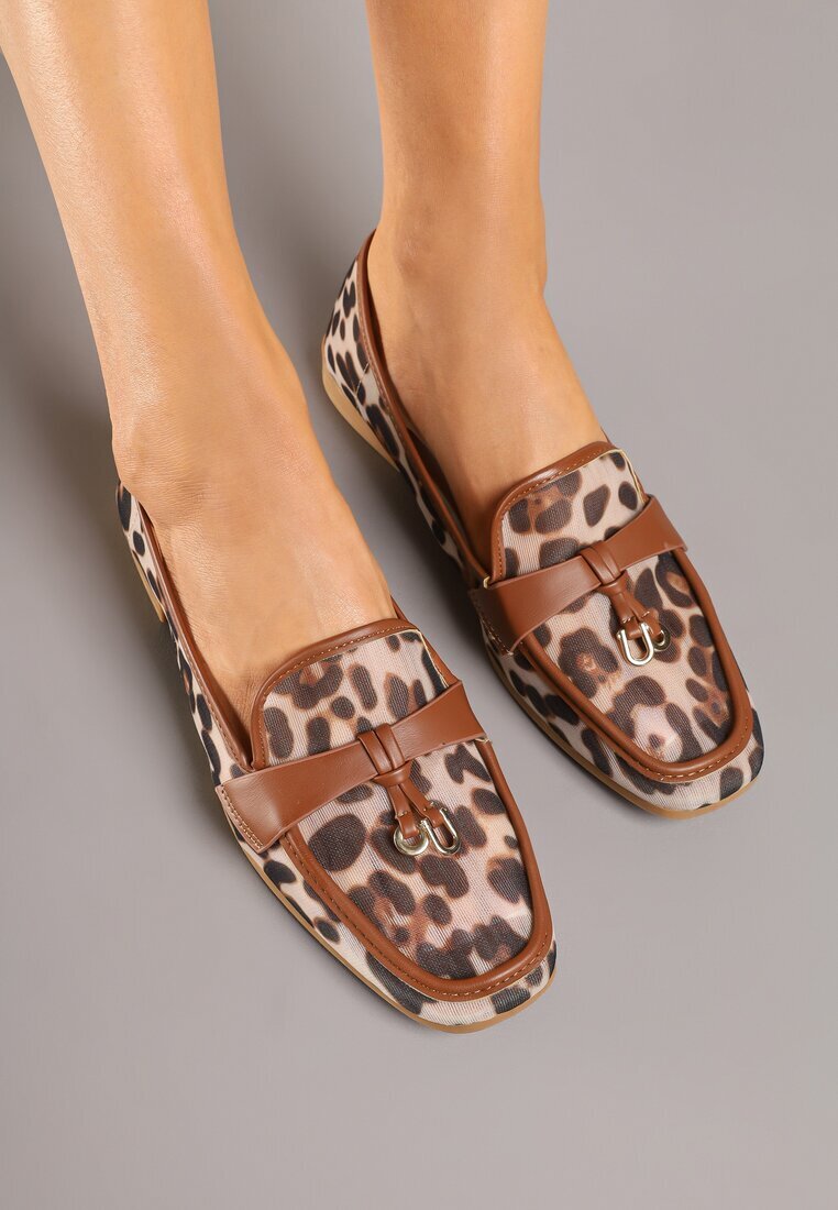 ideal Mocasini Maro Transparente cu Imprimeu Leopard Decorați cu Aplicație Divania