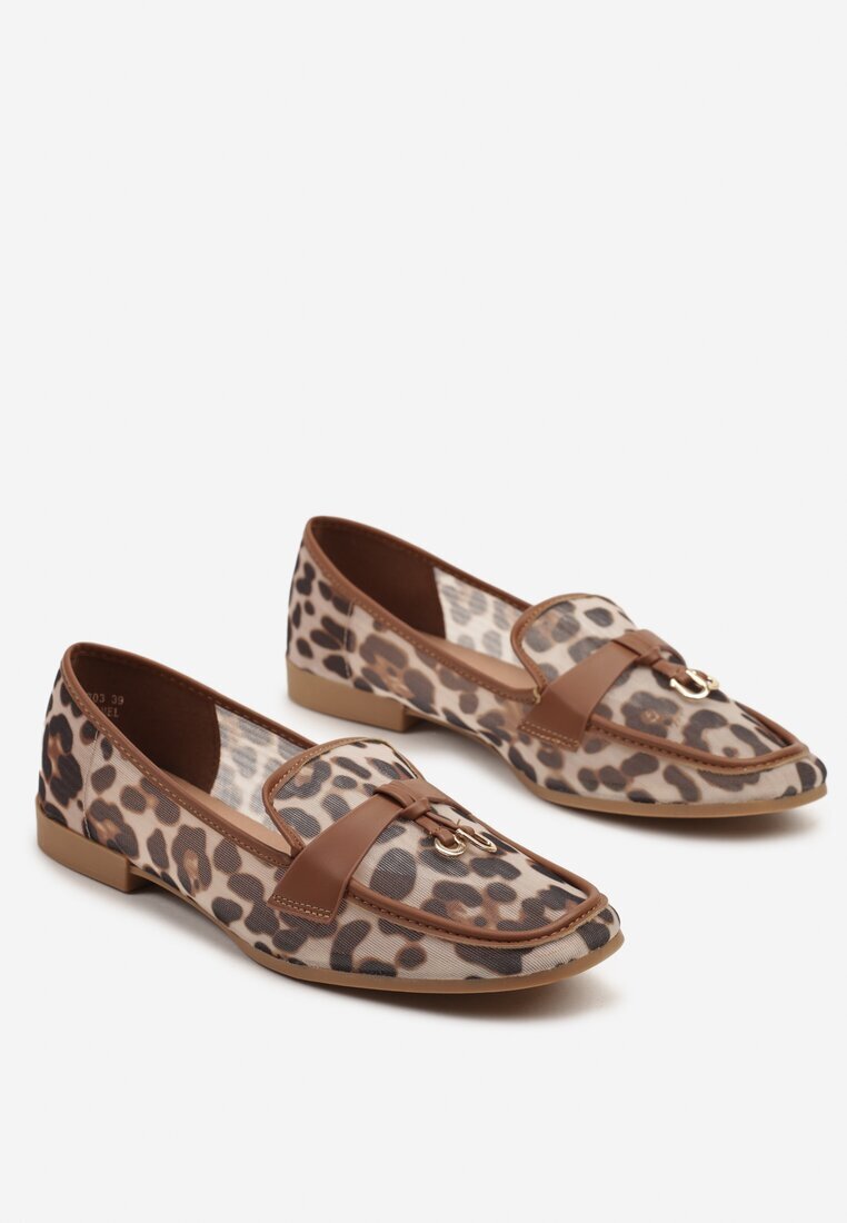 ideal Mocasini Maro Transparente cu Imprimeu Leopard Decorați cu Aplicație Divania