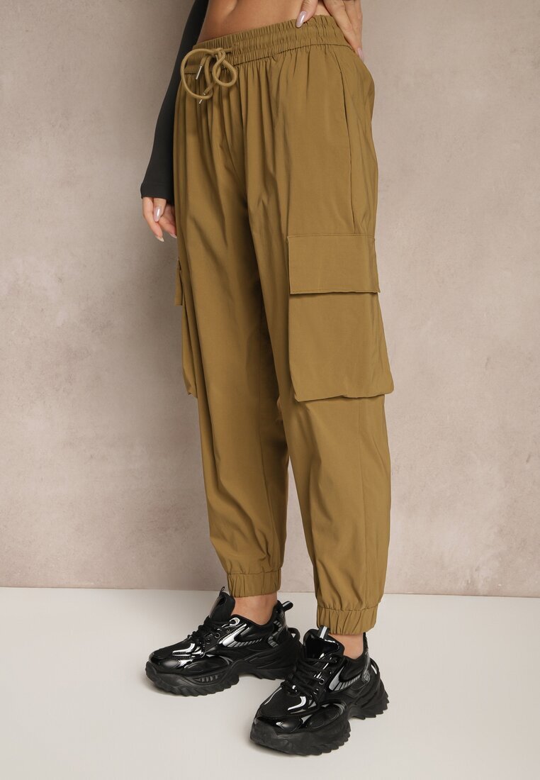 ideal Pantaloni Cargo Verzi din Bumbac Talie Înaltă Kolanielis