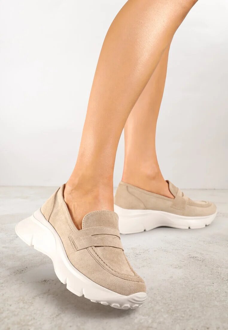 ideal Pantofi josi Bej închis în Stil de Mocasini pe Platformă Viandis