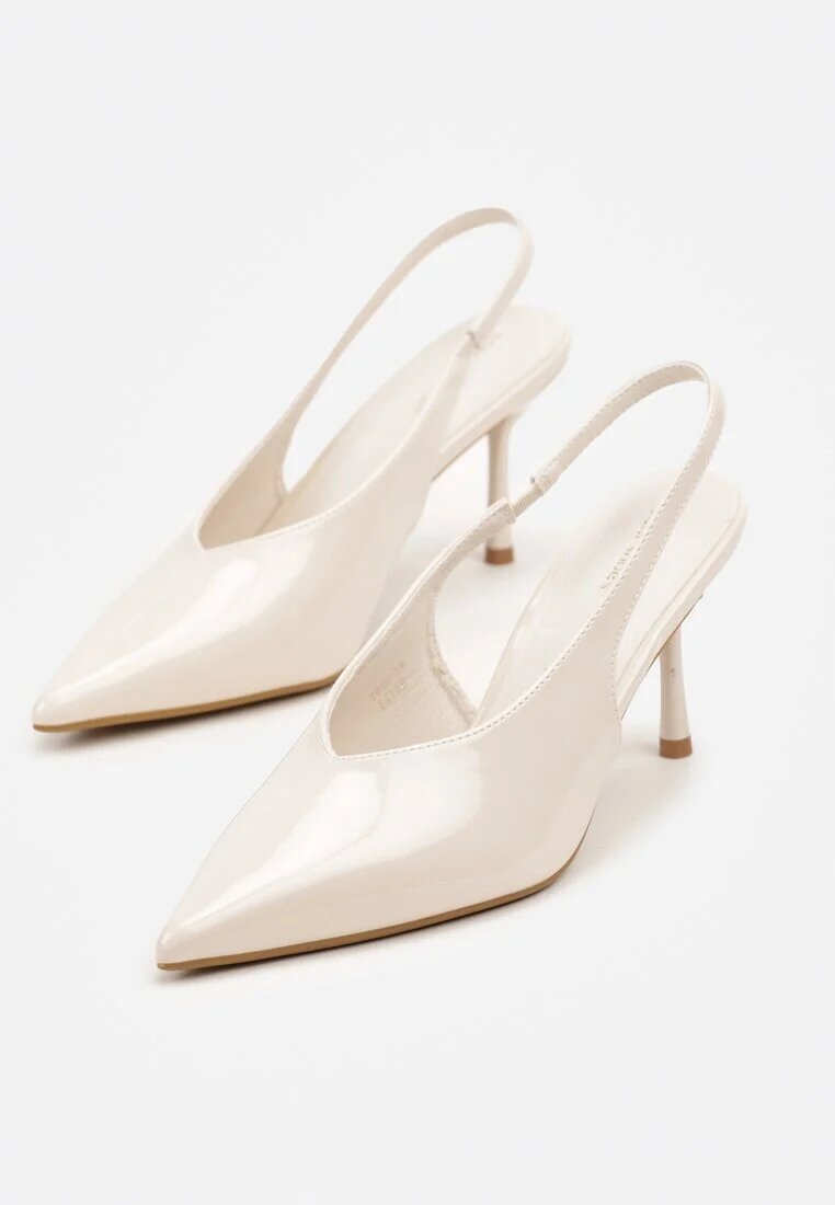 ideal Sandale Bej Lăcuite cu toc Stiletto Tip Slingback Addoxie