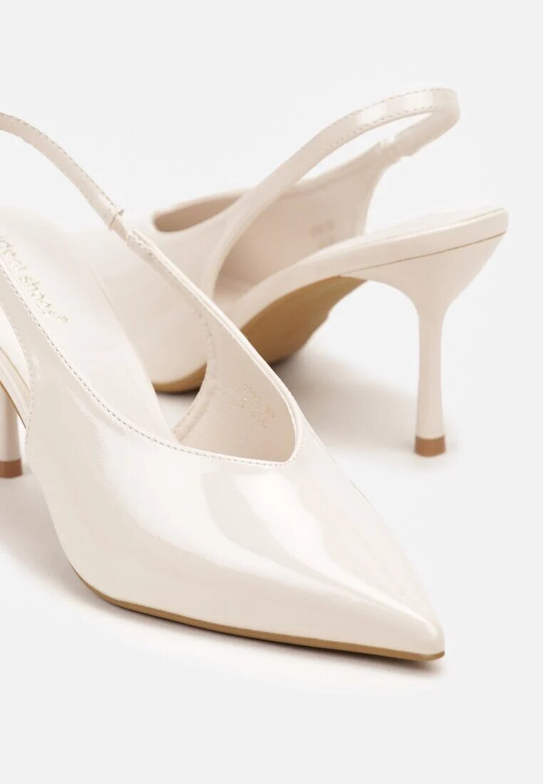 ideal Sandale Bej Lăcuite cu toc Stiletto Tip Slingback Addoxie