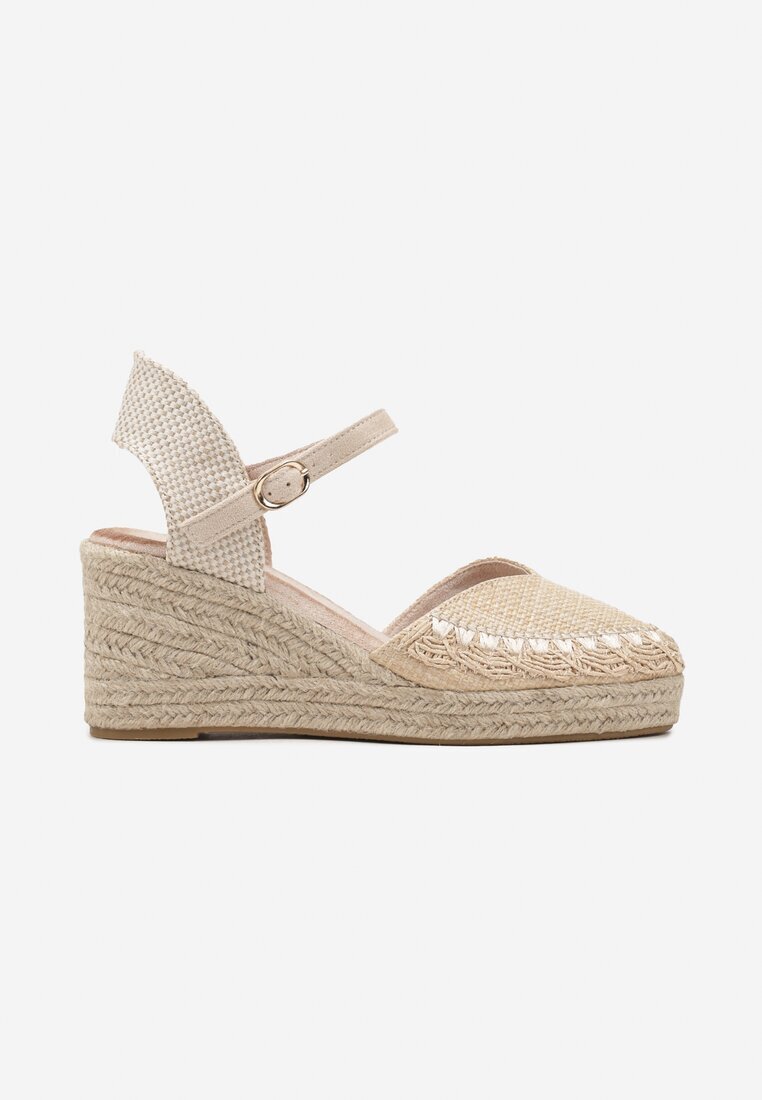 ideal Sandale Bej pe platformă împletită tip espadrile Nanissa