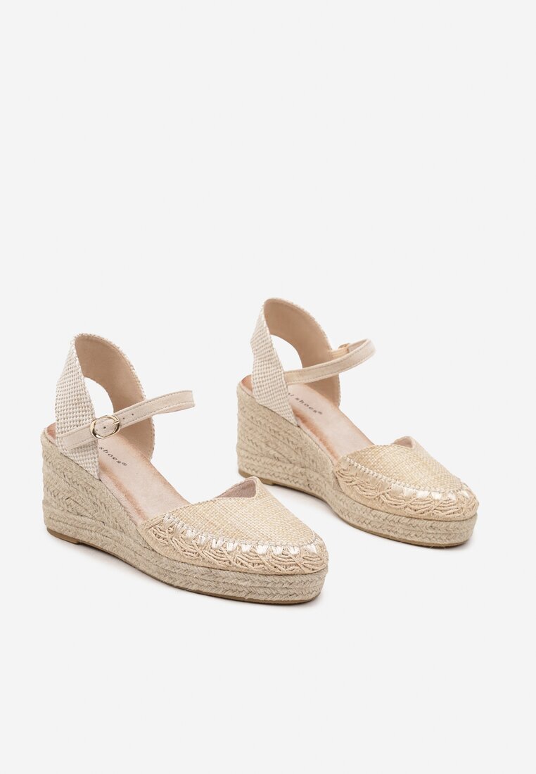 ideal Sandale Bej pe platformă împletită tip espadrile Nanissa