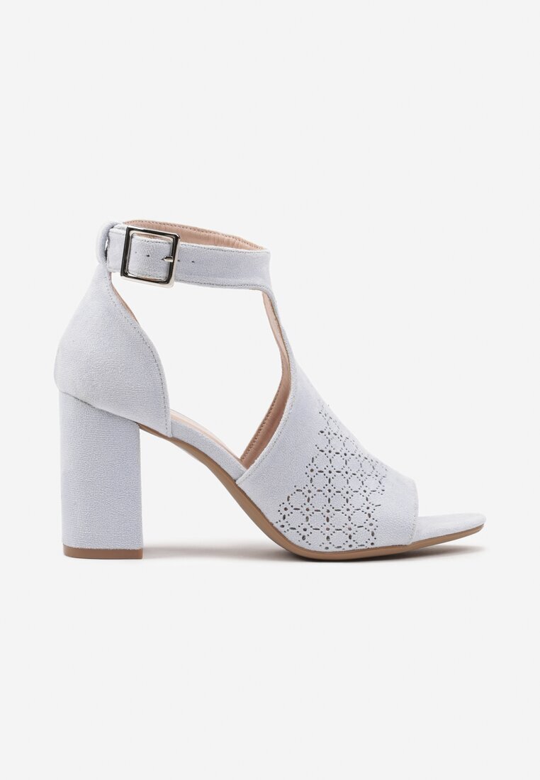 ideal Sandale Botine Albastre cu Cataramă pe Toc Gros Ciarilora