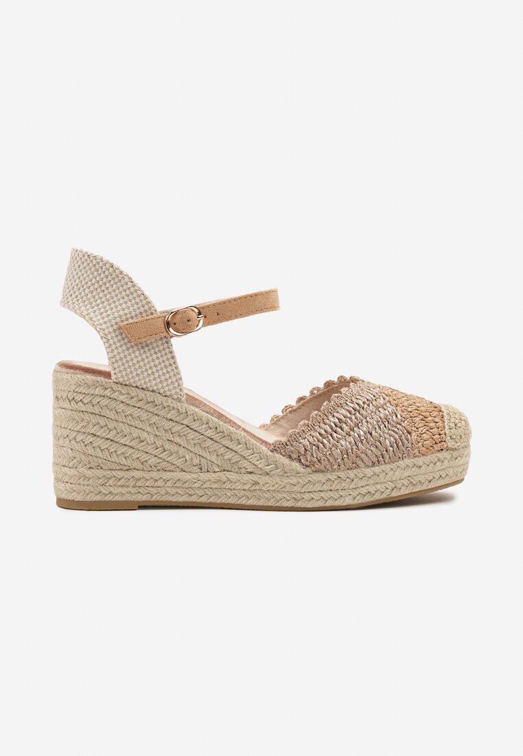 ideal Sandale Maro tip Espadrile cu Pană din Împletitură Annivane