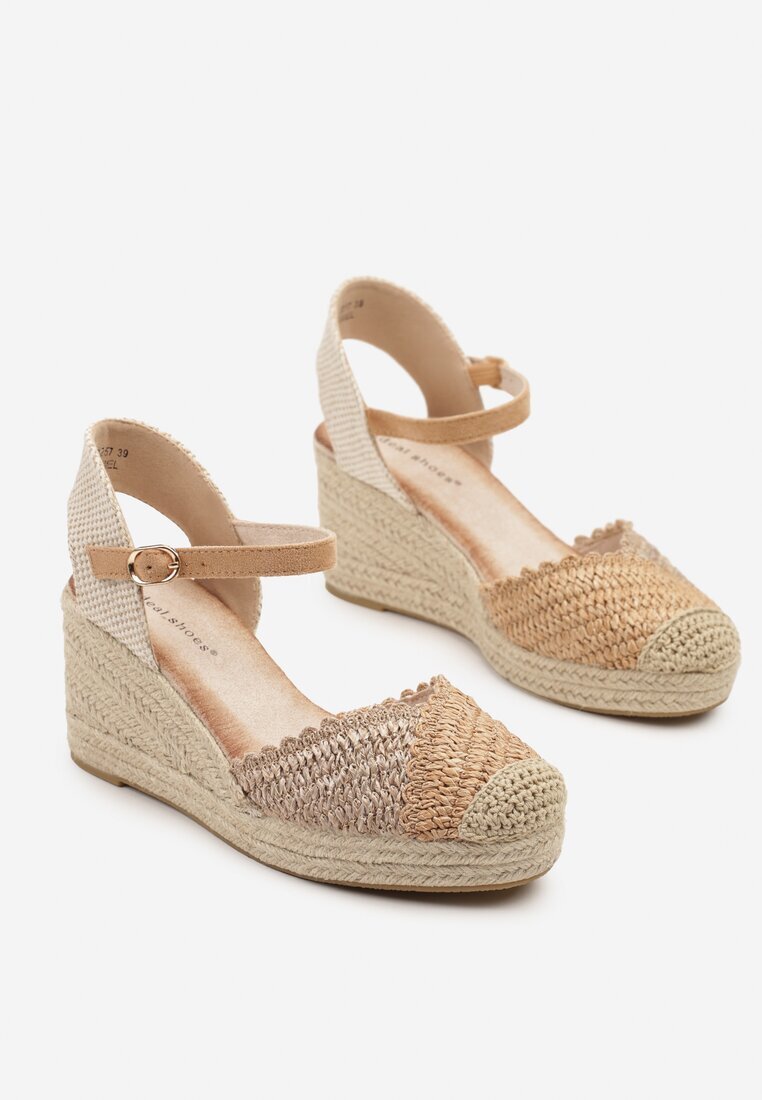 ideal Sandale Maro tip Espadrile cu Pană din Împletitură Annivane