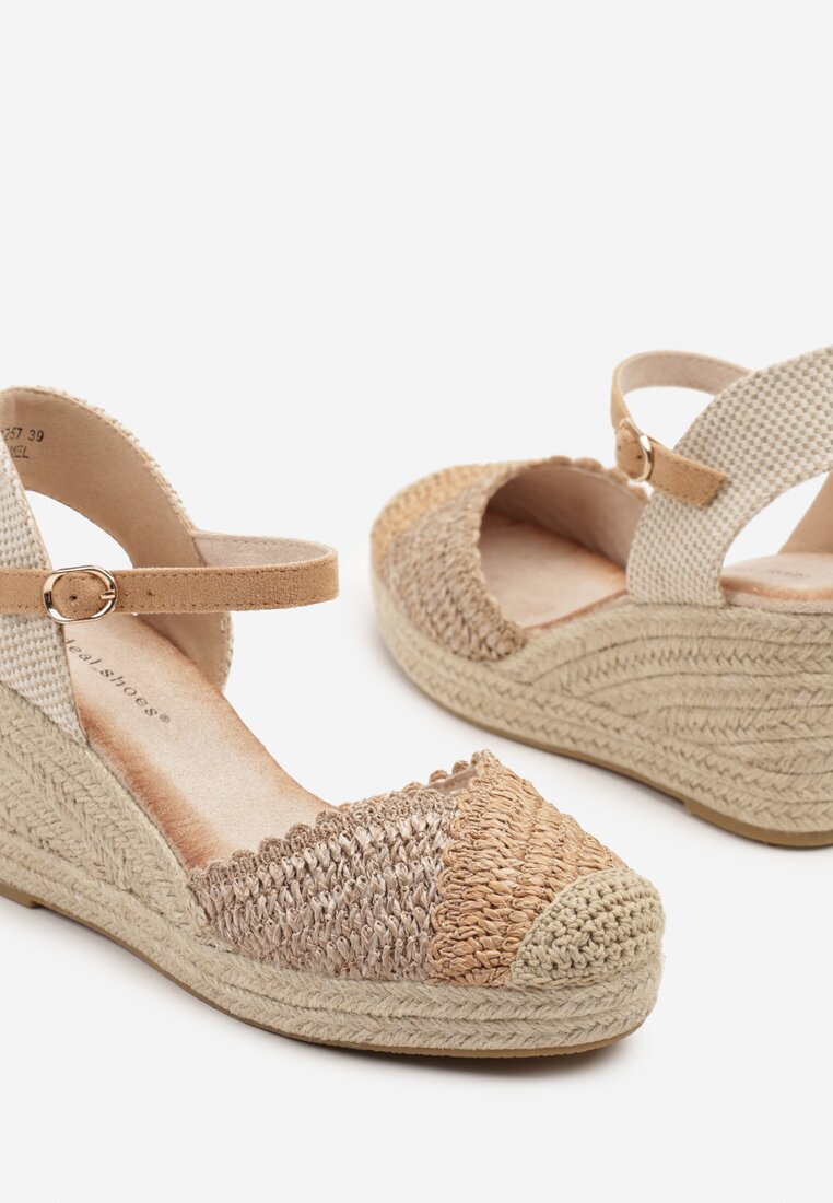 ideal Sandale Maro tip Espadrile cu Pană din Împletitură Annivane