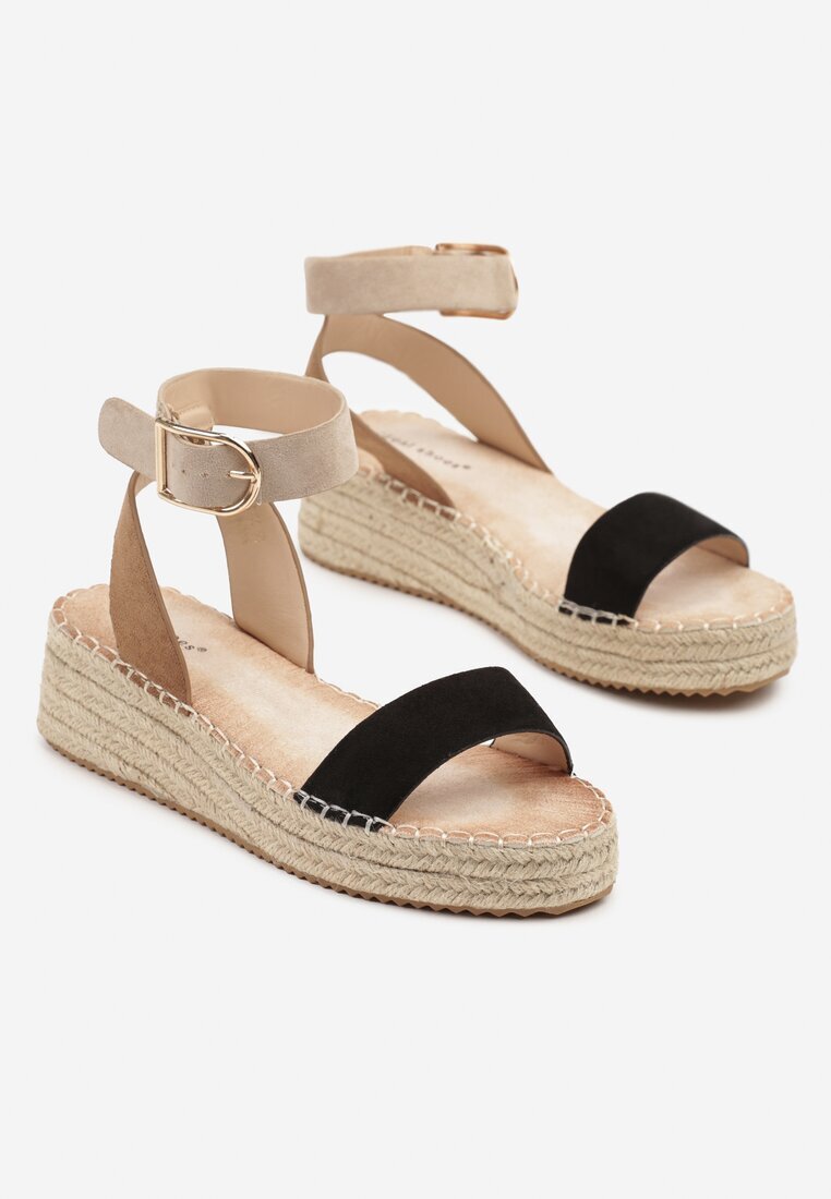 ideal Sandale Negre cu Talpă Împletită în Stil Boho Lurienna