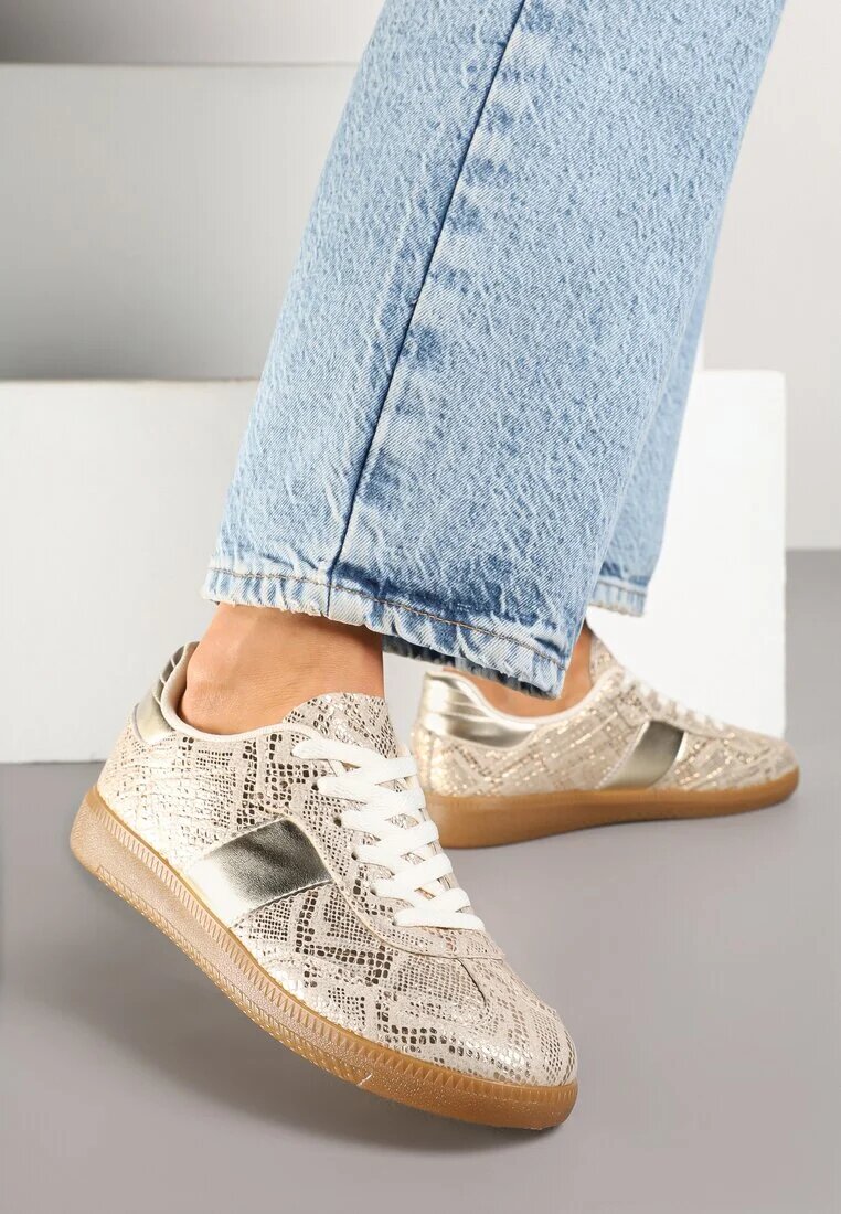 ideal Sneakers Aurii cu imprimeu de șarpe în stilul iconic Neolithaen