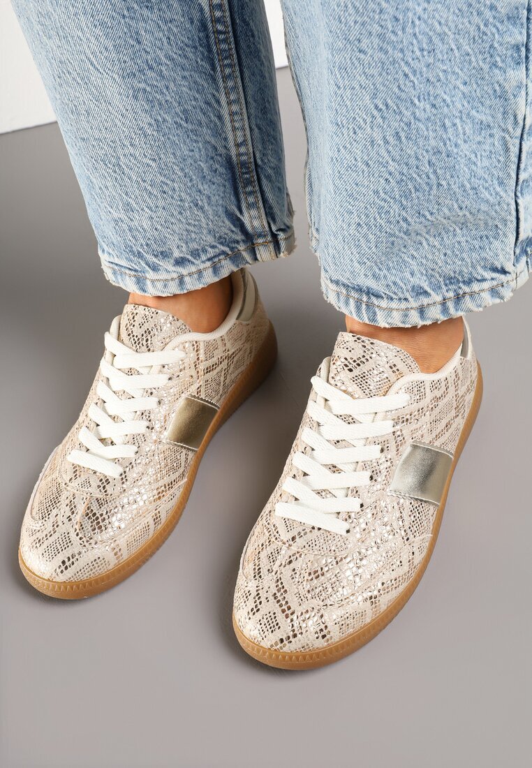 ideal Sneakers Aurii cu imprimeu de șarpe în stilul iconic Neolithaen