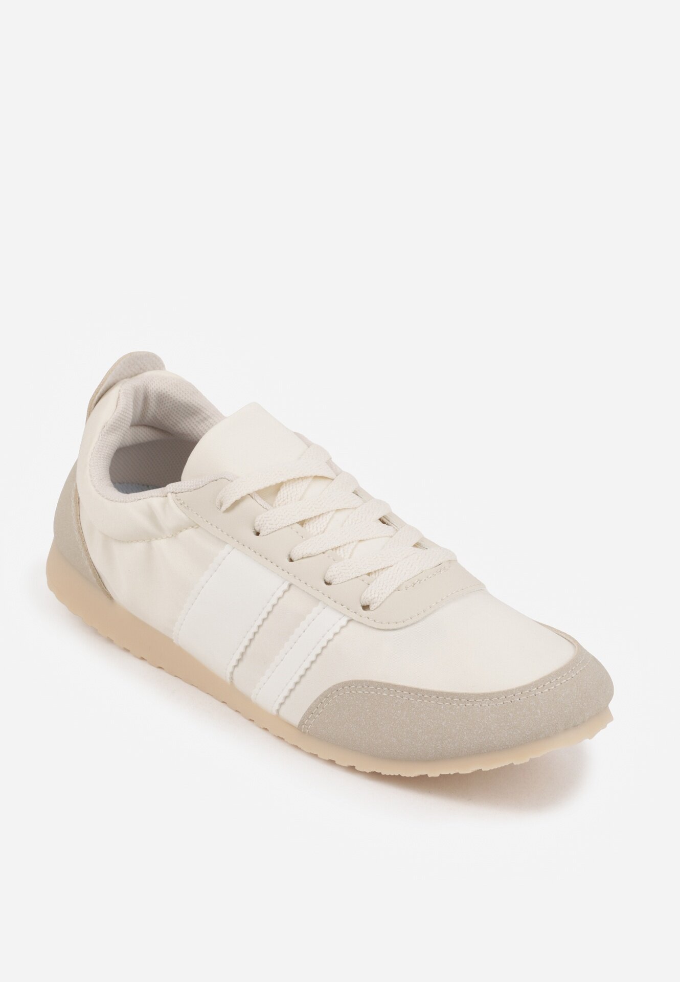 ideal Sneakers Bej în Stil Tenisi Clasici cu Încrețitură la Spate Aiglise