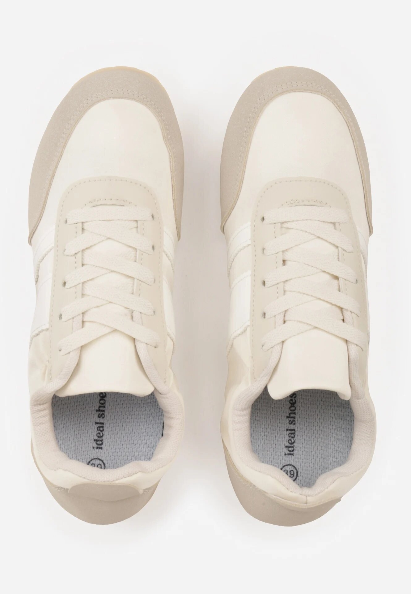 ideal Sneakers Bej în Stil Tenisi Clasici cu Încrețitură la Spate Aiglise