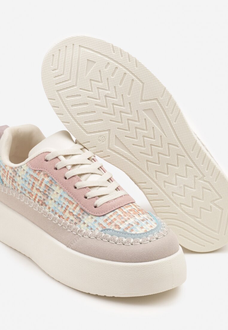 ideal Sneakers Bej-Roz cu Platformă Decorați cu Împletitură Nilaraviela