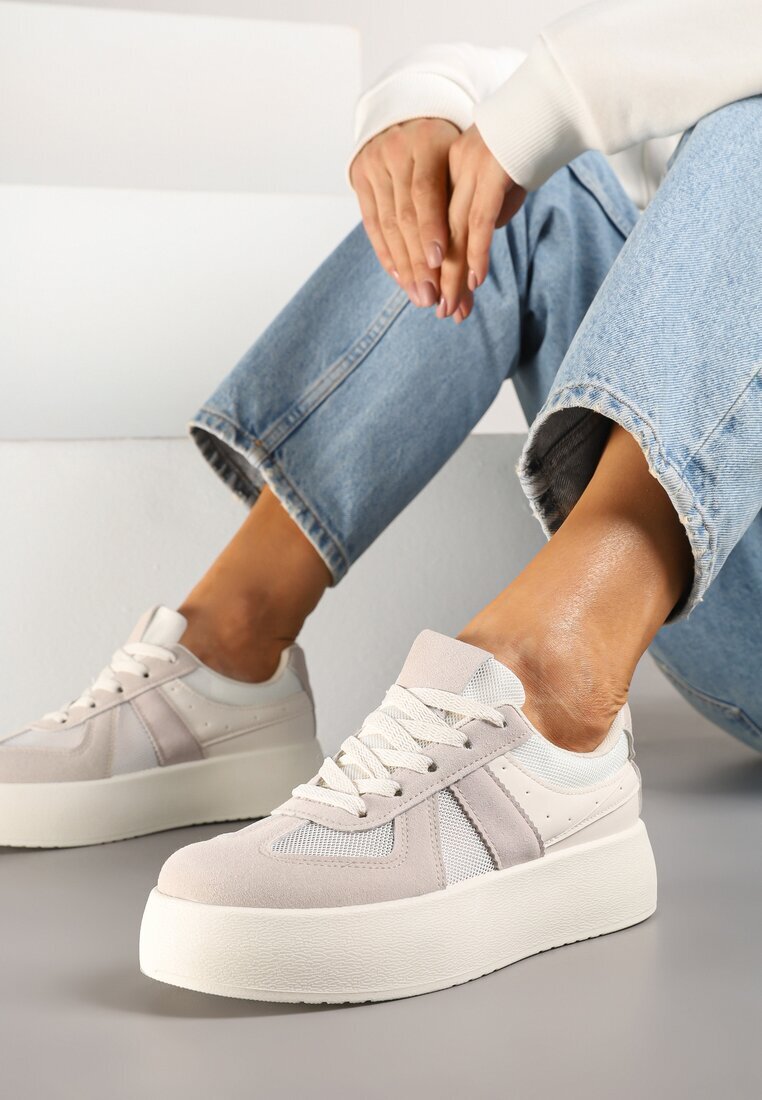 ideal Sneakers Bej Tip Tenisi Cult cu Talpă Groasă Nanessa