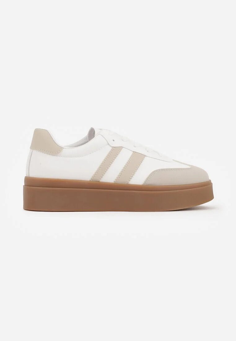 ideal Sneakers Tenisi Bej și Alb Decorate cu Benzi Sovresia