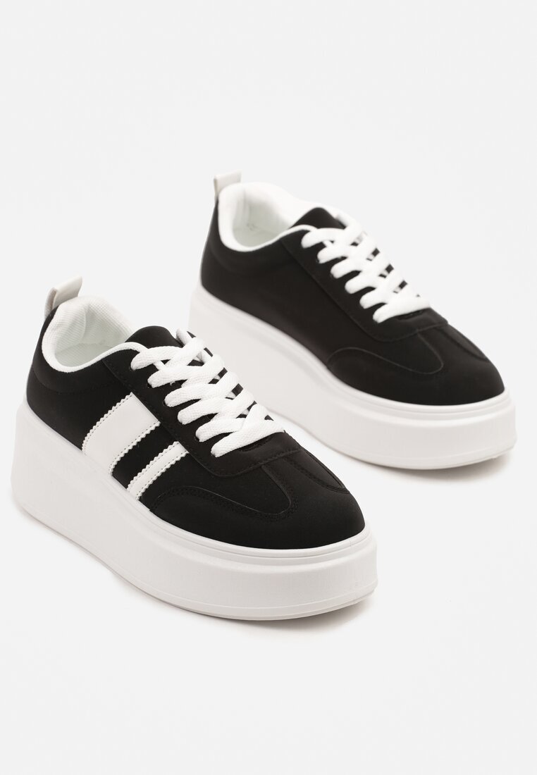 ideal Sneakerși Negri Clasici Tenisi pe Talpă Groasă cu Koturn Adessia