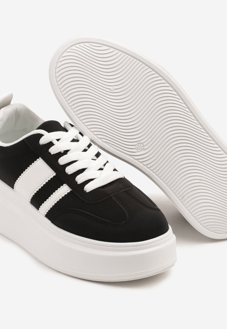 ideal Sneakerși Negri Clasici Tenisi pe Talpă Groasă cu Koturn Adessia