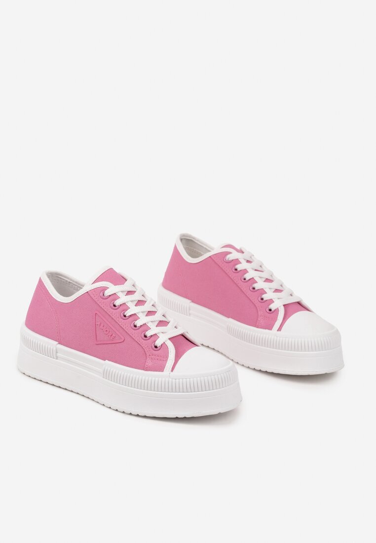 ideal Tenisi Fucsia cu Talpă Dublă cu Emblemă Decorativă pe Partea Superioară Alivrelia