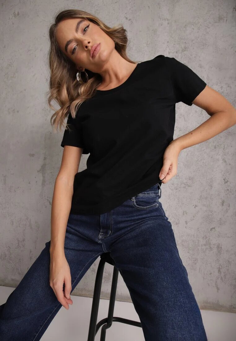 ideal Tricou Negru Casual De bumbac Ilanira