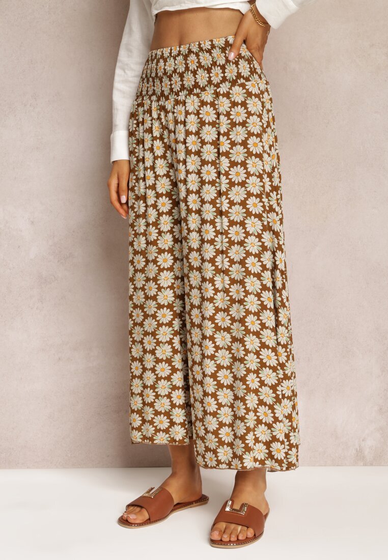 j.stars Pantaloni Maro deschis Largi din Viscoză cu Imprimeu Floral Ramit