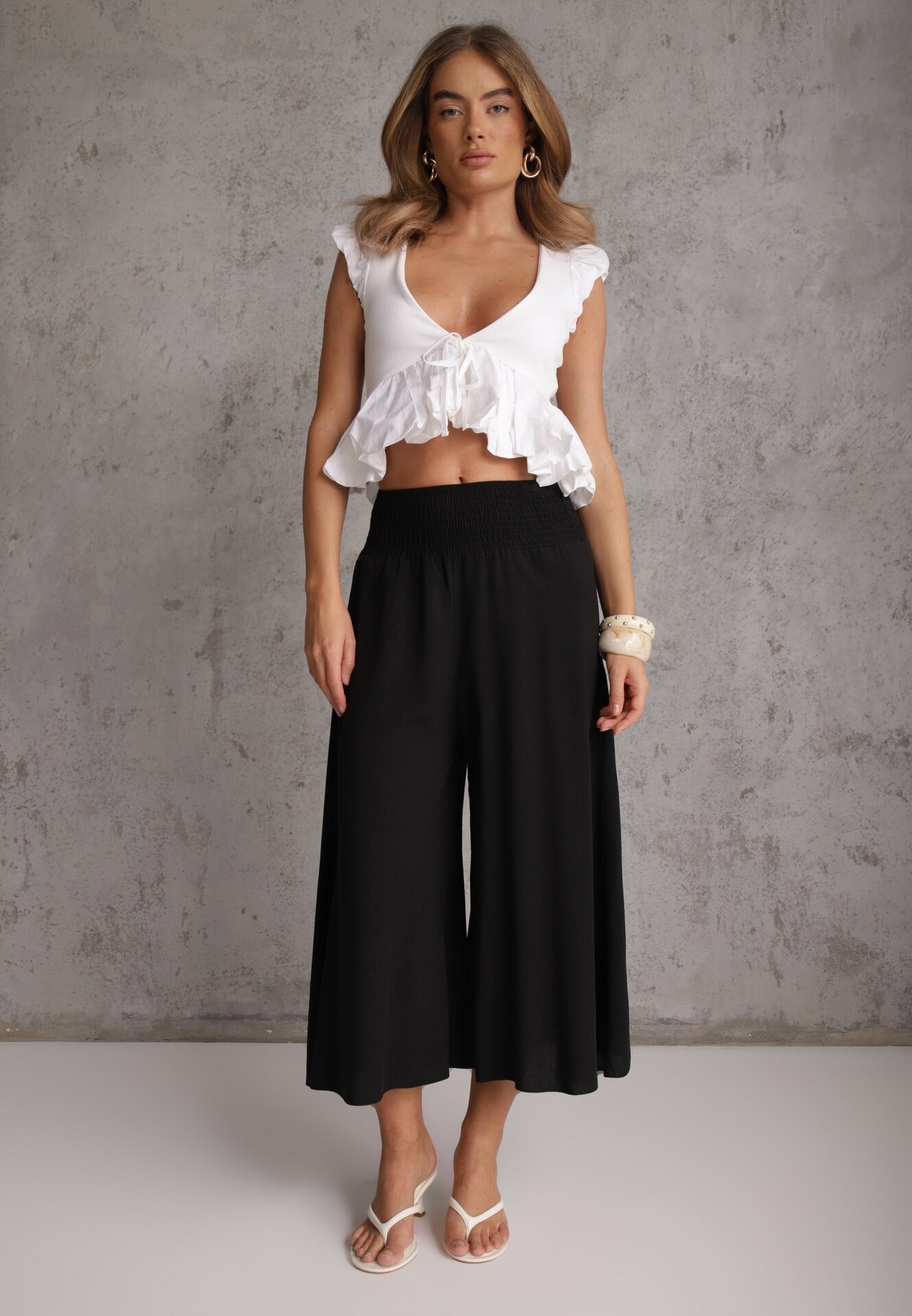 j.stars Pantaloni negri largi High Waist cu lungime 7/8 Rathi