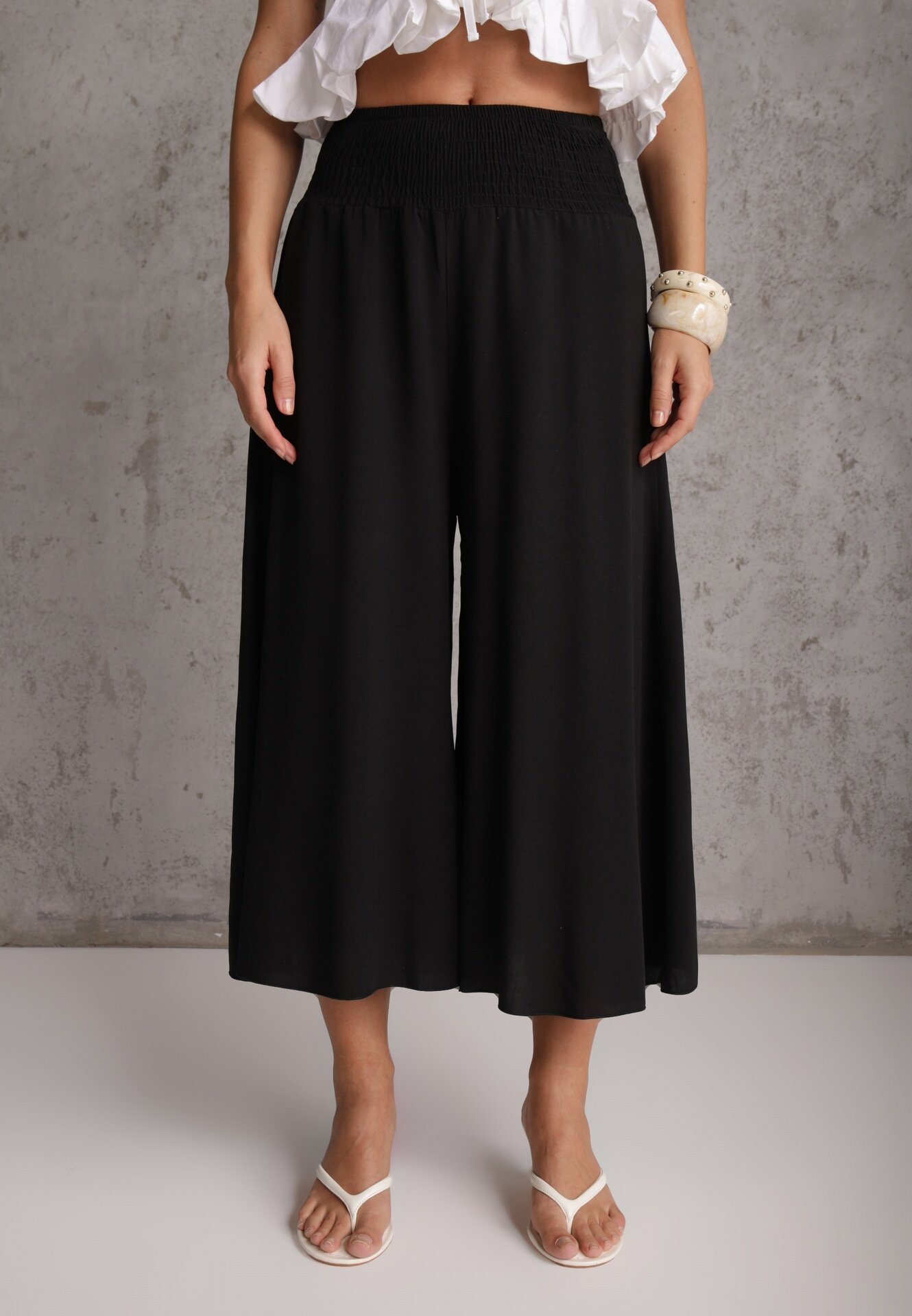 j.stars Pantaloni negri largi High Waist cu lungime 7/8 Rathi