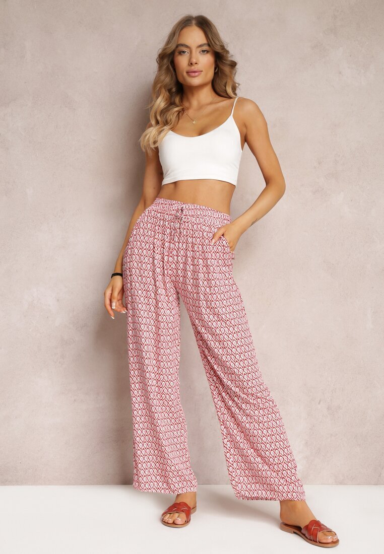 j.stars Pantaloni Roz Viscoză cu croială largă și elastic în talie Dantha