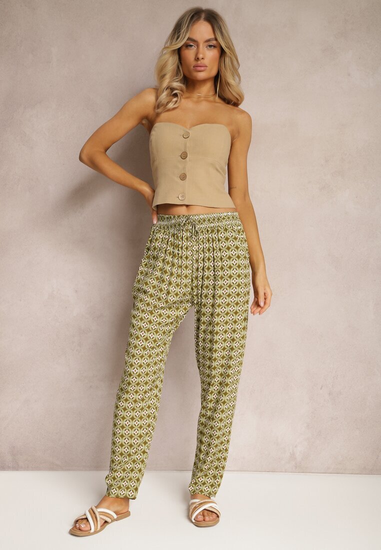 j.stars Pantaloni Verde închis din Viscoză cu Imprimeu Fantezist Innozentia