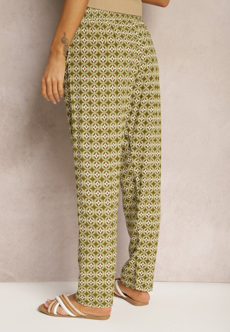 j.stars Pantaloni Verde închis din Viscoză cu Imprimeu Fantezist Innozentia