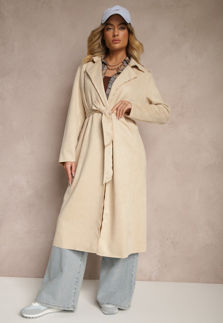 j studio Palton Casual Bej deschis Cu cordon cu buzunare Haliasem