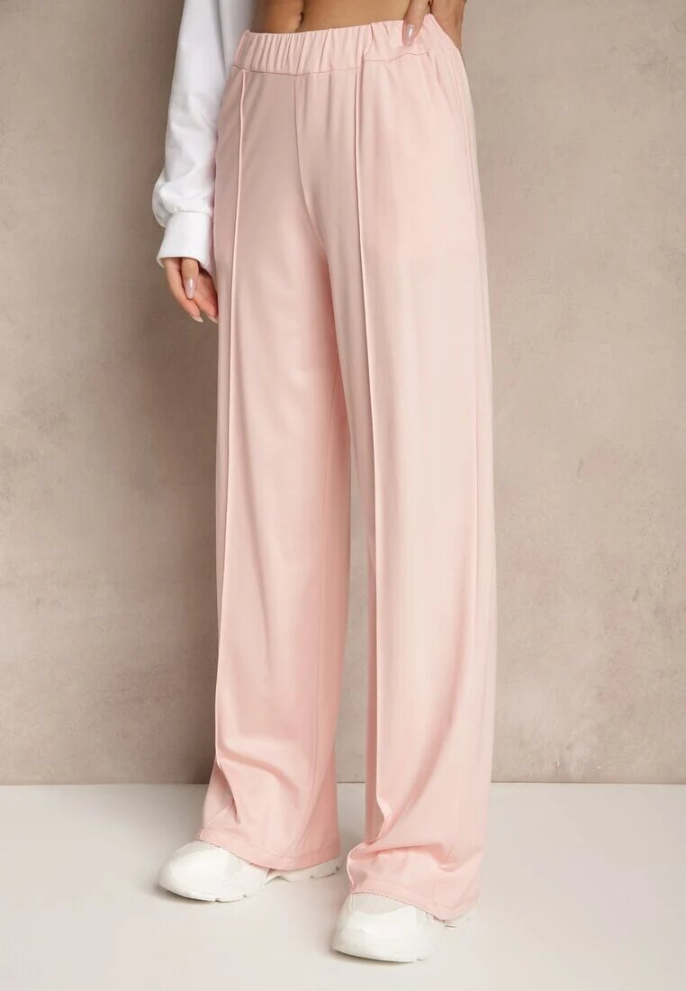 j studio Pantaloni roz deschis din vâscoză cu croială largă decorați cu dungă Belhira