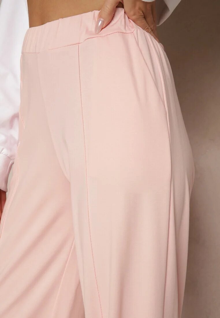j studio Pantaloni roz deschis din vâscoză cu croială largă decorați cu dungă Belhira