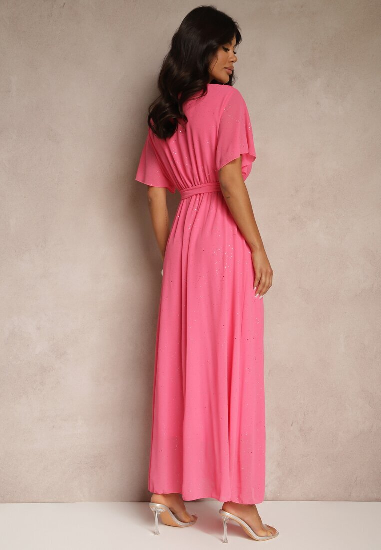 j studio Rochie de cocktail fucsia brocată cu curea Addlea