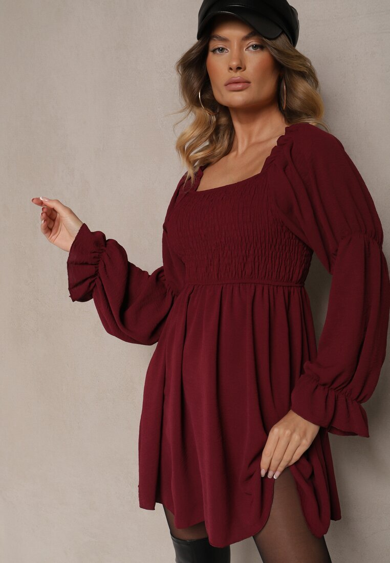 j studio Rochie Grena cu top elastic croi evazat și volane Savione